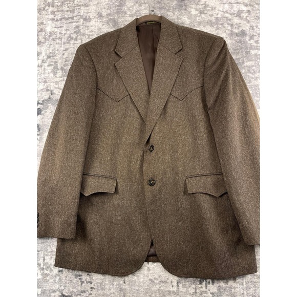 Vtg Circle S Western Rockability Blazer Men 42R Brown Speckled Sport Coat Jacket